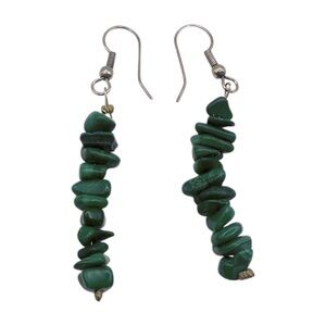Vintage Malachite Chip Stone Earrings – Whimsical Forest Fairycore Jewelry